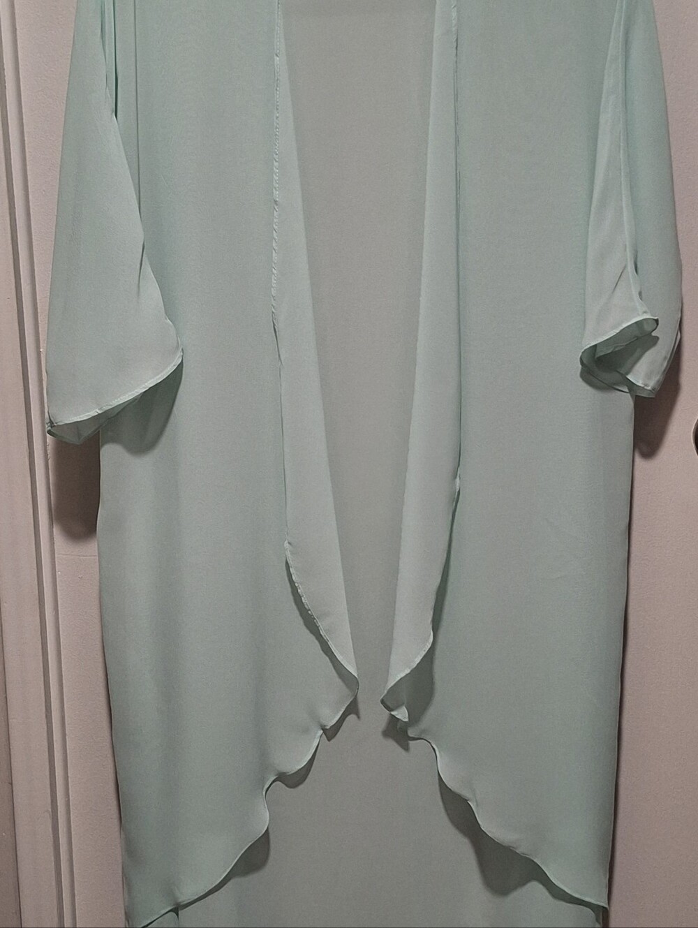 NWT TS Couture Chiffon Duster Open-Front Jacket in Light Mint/Seafoam Formal MOB - Picture 3 of 6